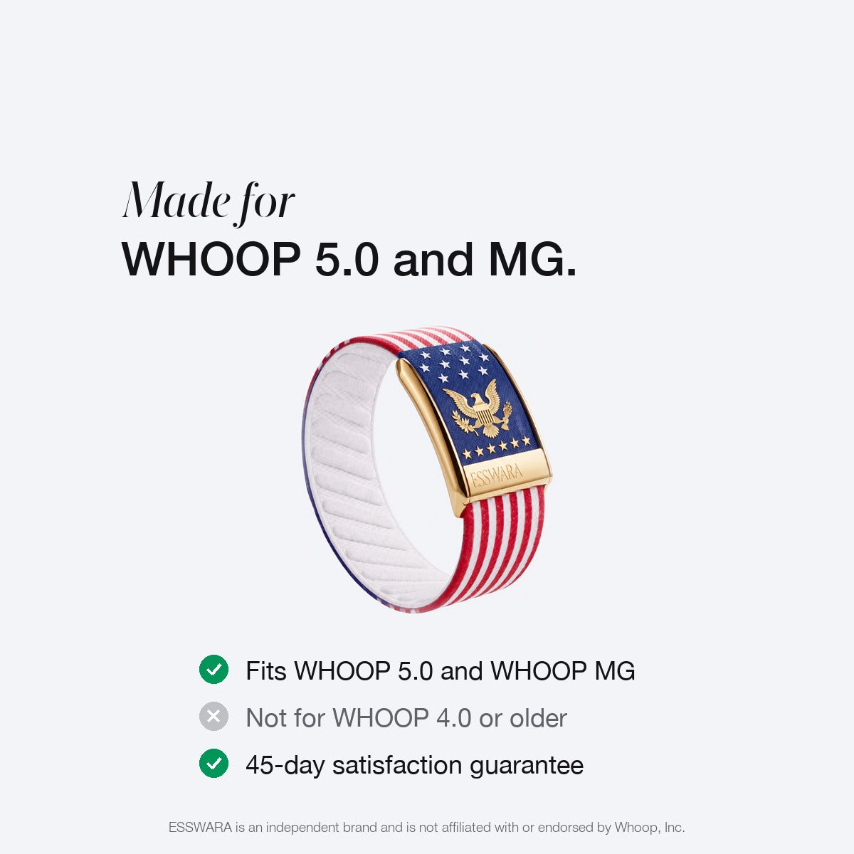 Made for WHOOP 5.0 and MG. Not for WHOOP 4.0 or older. 45-day satisfaction guarantee.